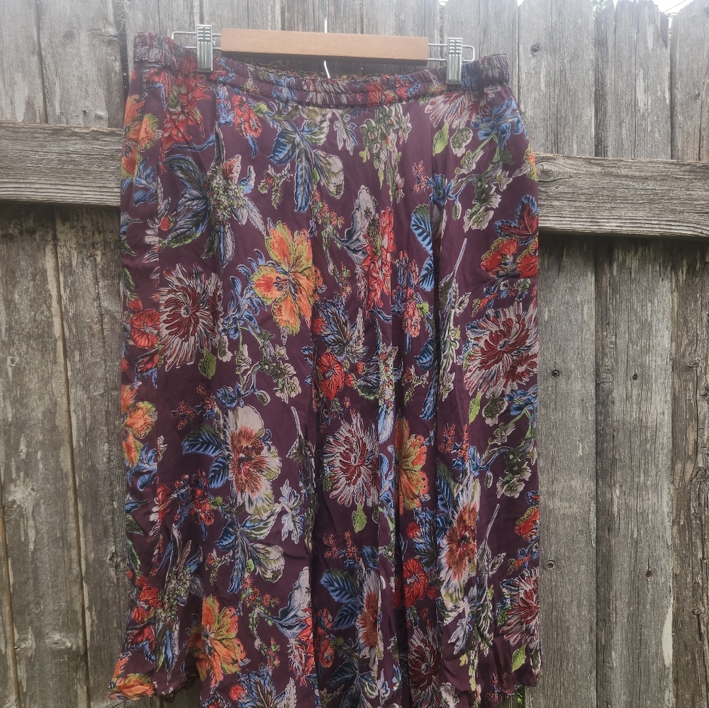 Vintage Coldwater Creek Whimsigoth Floral & Leopard Versatile Skirt